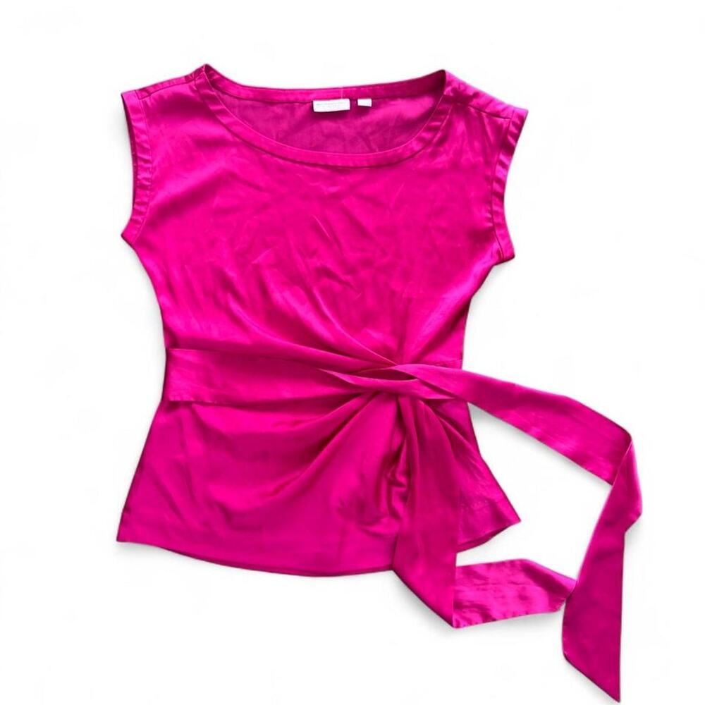 New York & Company Hot Pink Silky Wrap Blouse